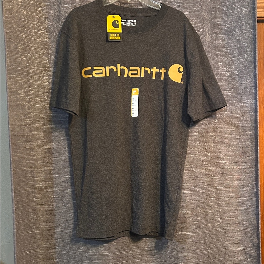 Carhartt Men's Charcoal and Gold Logo Tee Size XS NWT